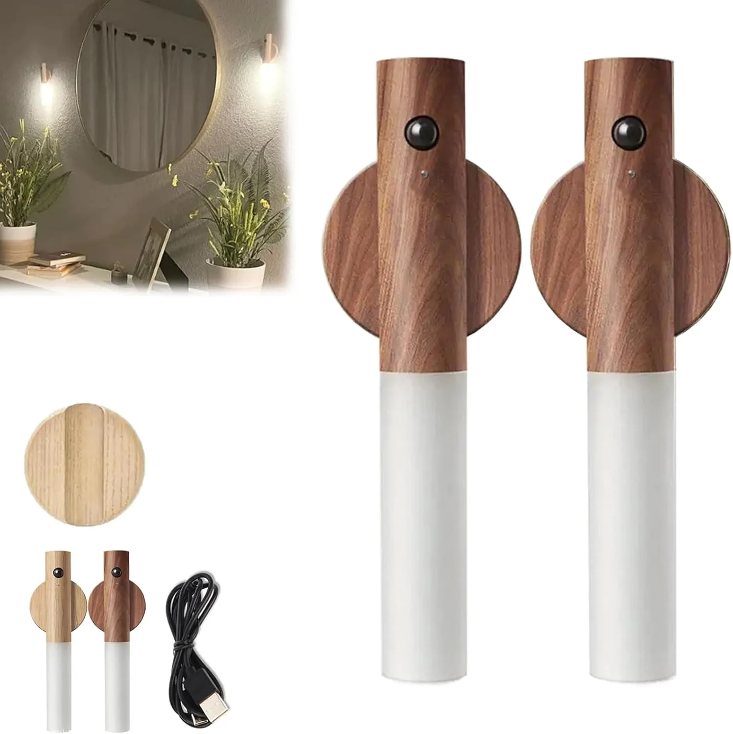 Lumee Light, Lumee Lights Sconces, Lumee Light Motion Sensor Led Lights, Rechargeable Sconces Magnetic Wall Lights Wireless Stairway Lights Portable Hallway Light for Bedroom Stair (Dark Brown*2)