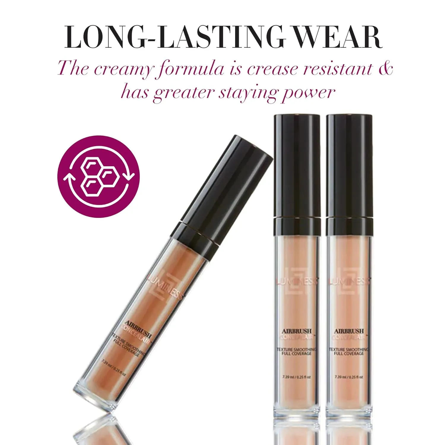 LUMINESS Under Eye Concealer for Dark Circles, ConcealAir (Medium) - Weightless Coverage & Crease-Resistant Makeup Concealer to Even Out Skin Tones & Help Reduce Dark Spots & Blemishes - 0.25 fl oz