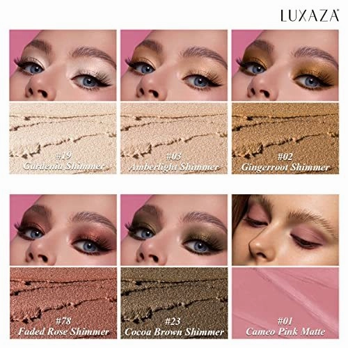 LUXAZA 6PCS Neutral Brown Eyeshadow Stick Set
