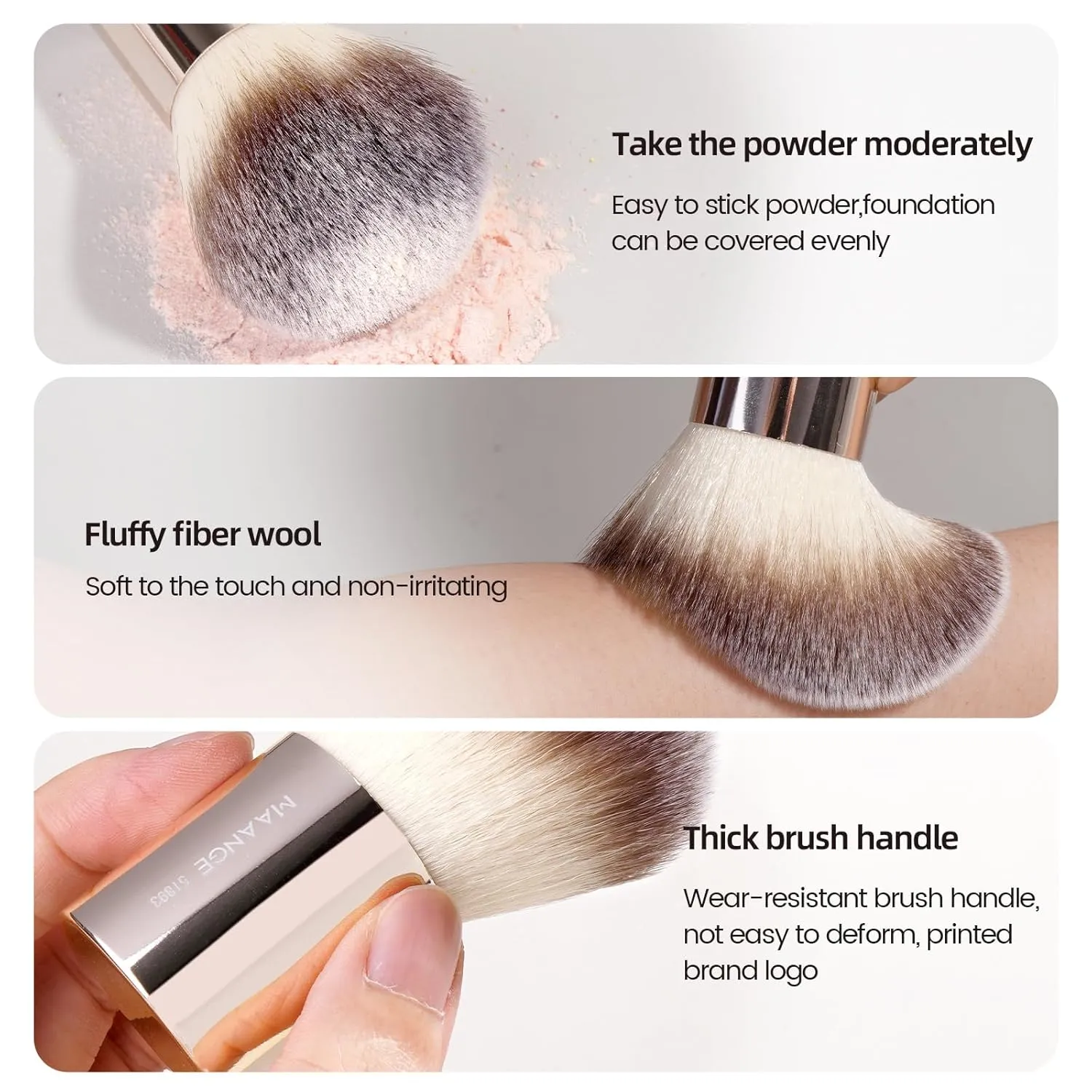 MAANGE 20 PCS Foundation Makeup Brush Set, Double-ended Kabuki Contour Brush for Liquid Powder Concealer Blending Blush Face Makeup Tools (Gold)