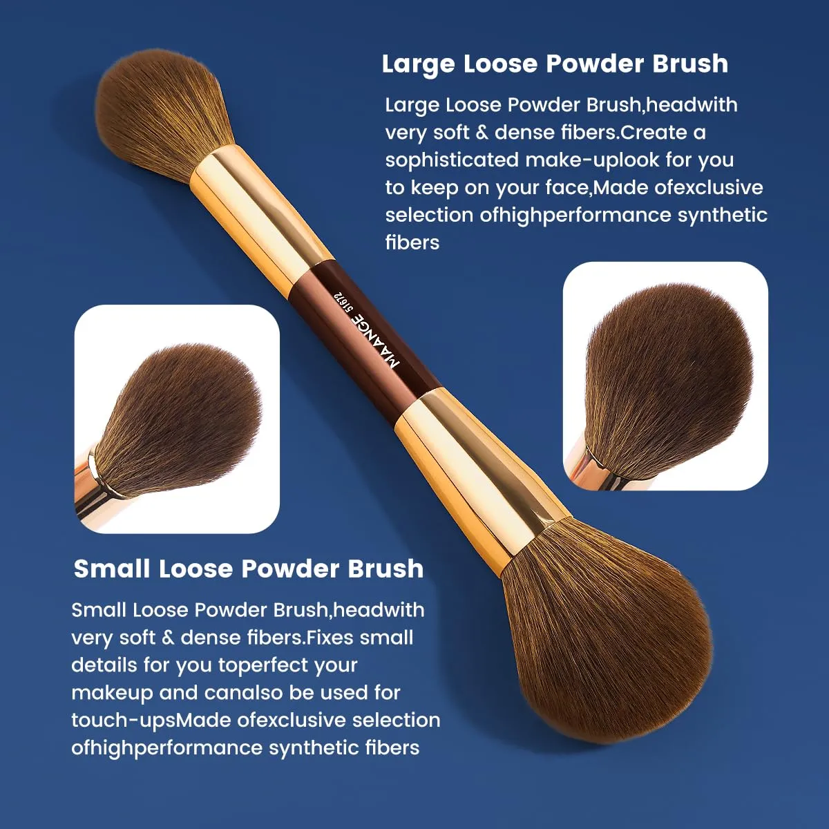 MAANGE 20 PCS Foundation Makeup Brush Set, Double-ended Kabuki Contour Brush for Liquid Powder Concealer Blending Blush Makeup Tools (Coffee Gold)