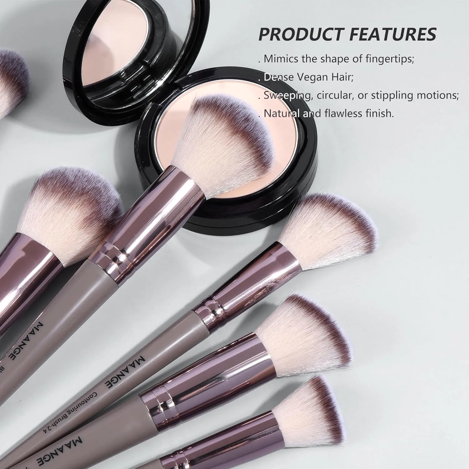 MAANGE 30 Pcs Professional Makeup Brushes with Case, Premium Synthetic Face Foundation Powder Blush Eyeshadow Blending Eye Brush Set Travel Makeup Brushes Set(Champagne)