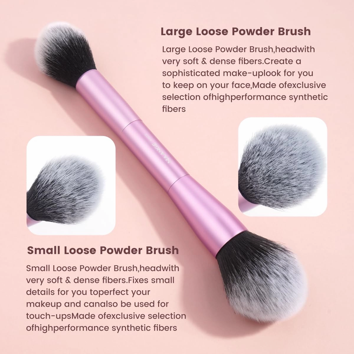 MAANGE 20 PCS Foundation Makeup Brush Set, Double-ended Kabuki Contour Brush for Liquid Powder Concealer Blending Blush Buffing Makeup Tools (Pink)