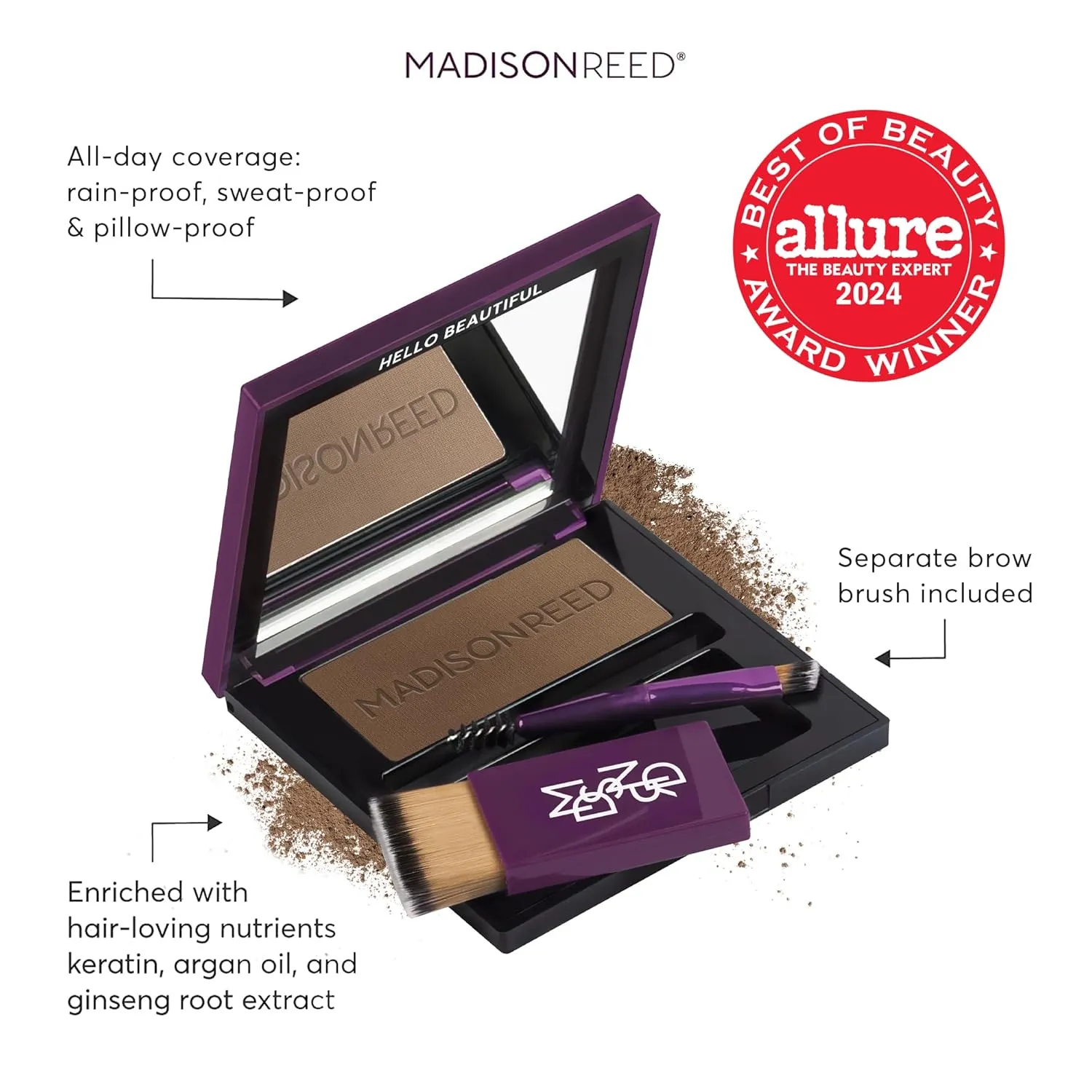 Madison Reed Root Touch Up   Brow Filler, Sabbia Light Brown, Instant Gray Coverage, Fills in Brows & Thinning Hairlines, Temporary Concealing Powder, 0.13 oz (60 uses)