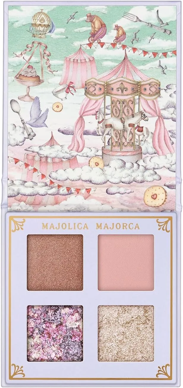 MAJOLICA MAJORCA Sky Carnival Eyeshadow Palette, 4 Shades, Shimmer and Matte Finish (PK221 Pale Pink (Mirage Carousel))