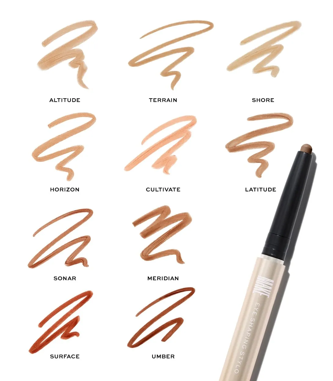 MAKE Beauty Eye Shaping Stylo - Cream Eyeshadow Stick. 4-in-1 Shape, Define, Contour, and Shade Eye Shadow for Versatile Makeup Looks. Long-Lasting Creamy Formula. Shade - Meridian