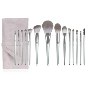 Makeup brush full set 14 pieces powder eye shadow foundation make-up powder blusher high gloss super soft hair(13.5cm,black)