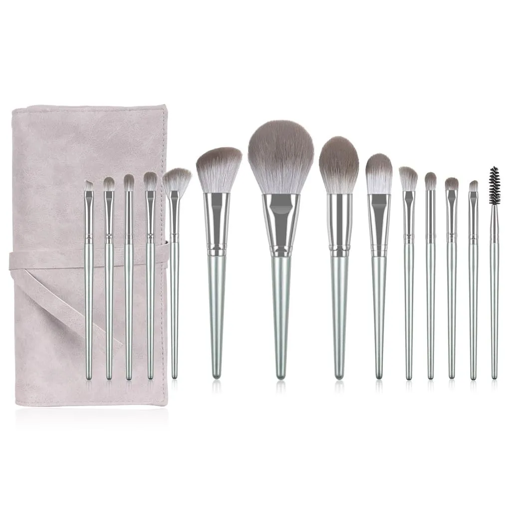 Makeup brush full set 14 pieces powder eye shadow foundation make-up powder blusher high gloss super soft hair(13.5cm,black)