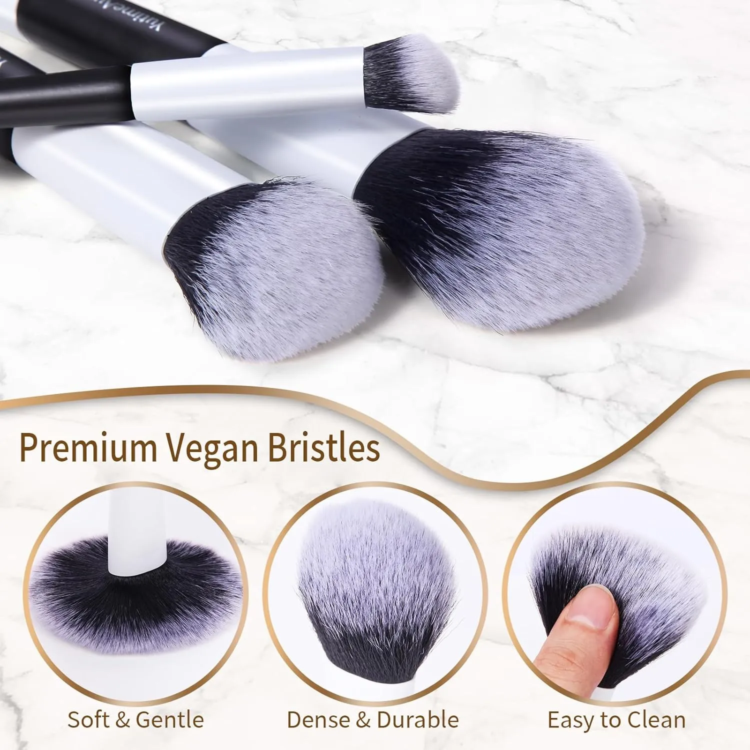 Makeup Brush Set 10pc, Dual-Ended Makeup Brushes For Bronzer, Contour, Eyeshadow, Blush, Concealer, Foundation