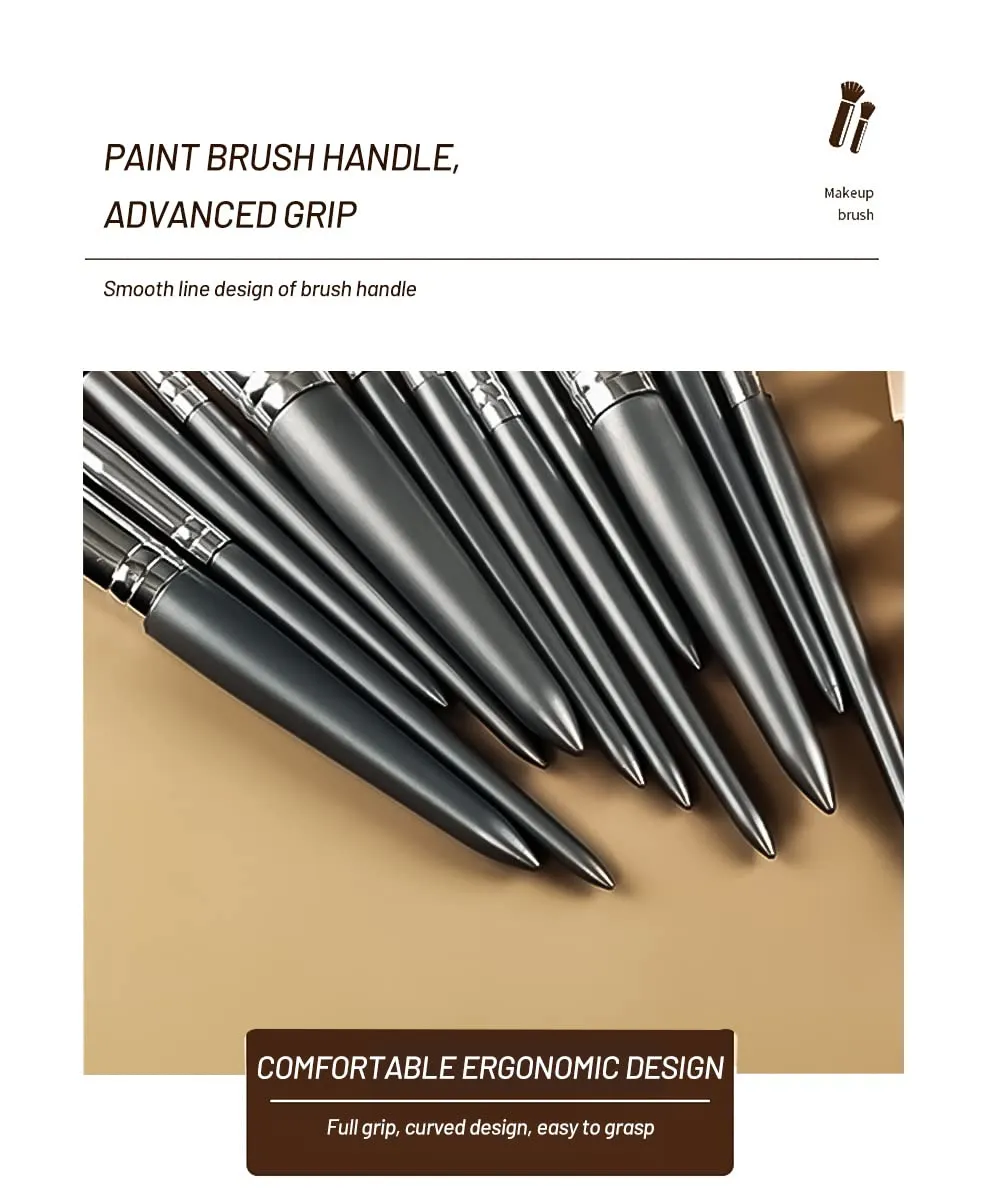 Makeup Brush Set 12pcs Premium Makeup Brushes, Advanced Professional Makeup Kit Eyeshadow Brush Kabuki Brush for Powder Foundation Cosmetic Brsuhes Set with Case Silver Gray