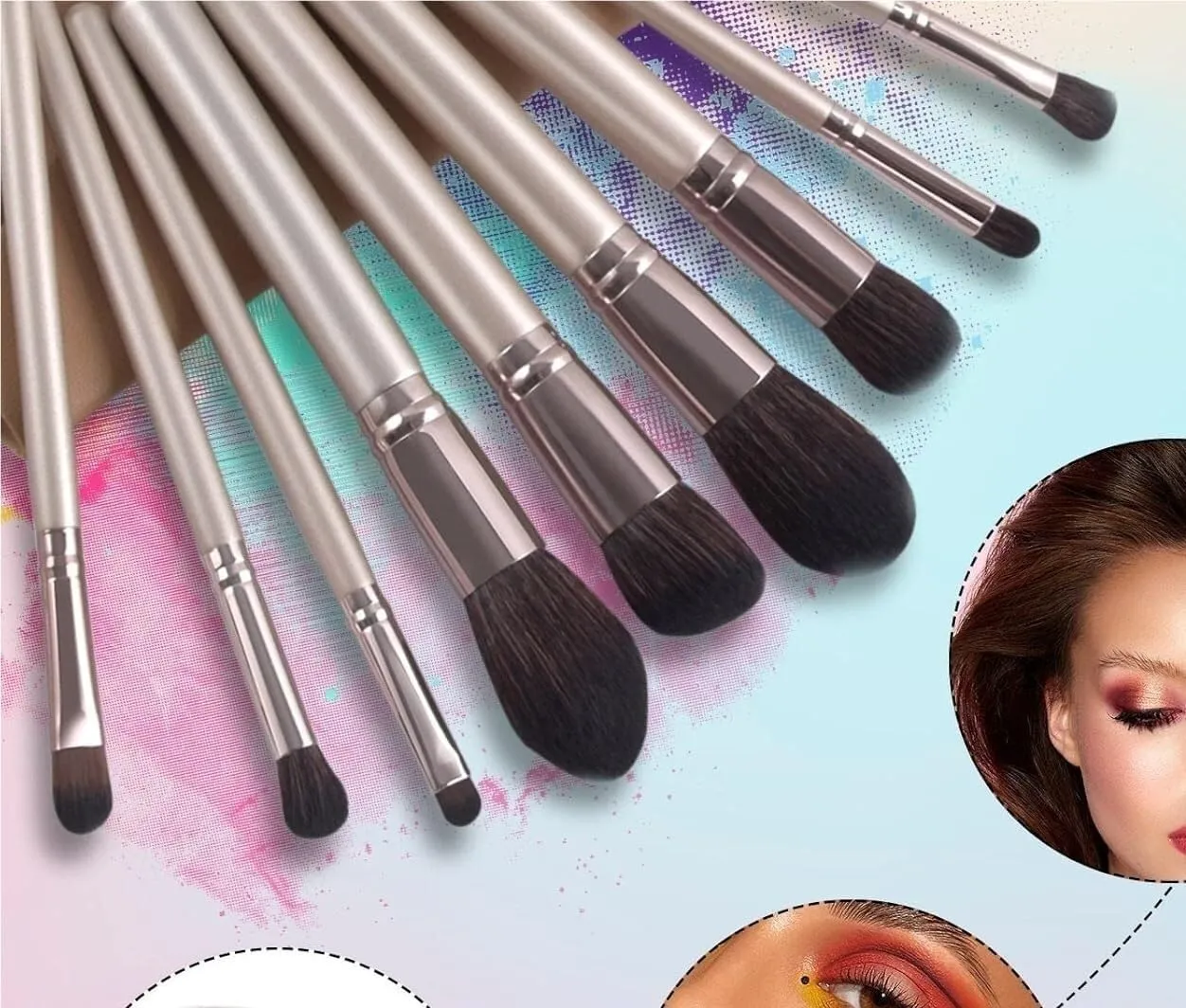Makeup Brush Set Soft Synthetic Brush Powder Beauty Advanced Makeup Makeup Makeup Set Eyeshadow Brush Portable Foundation Makeup Beginner Brush Set Brush Dip Brush(Champagne Gold)