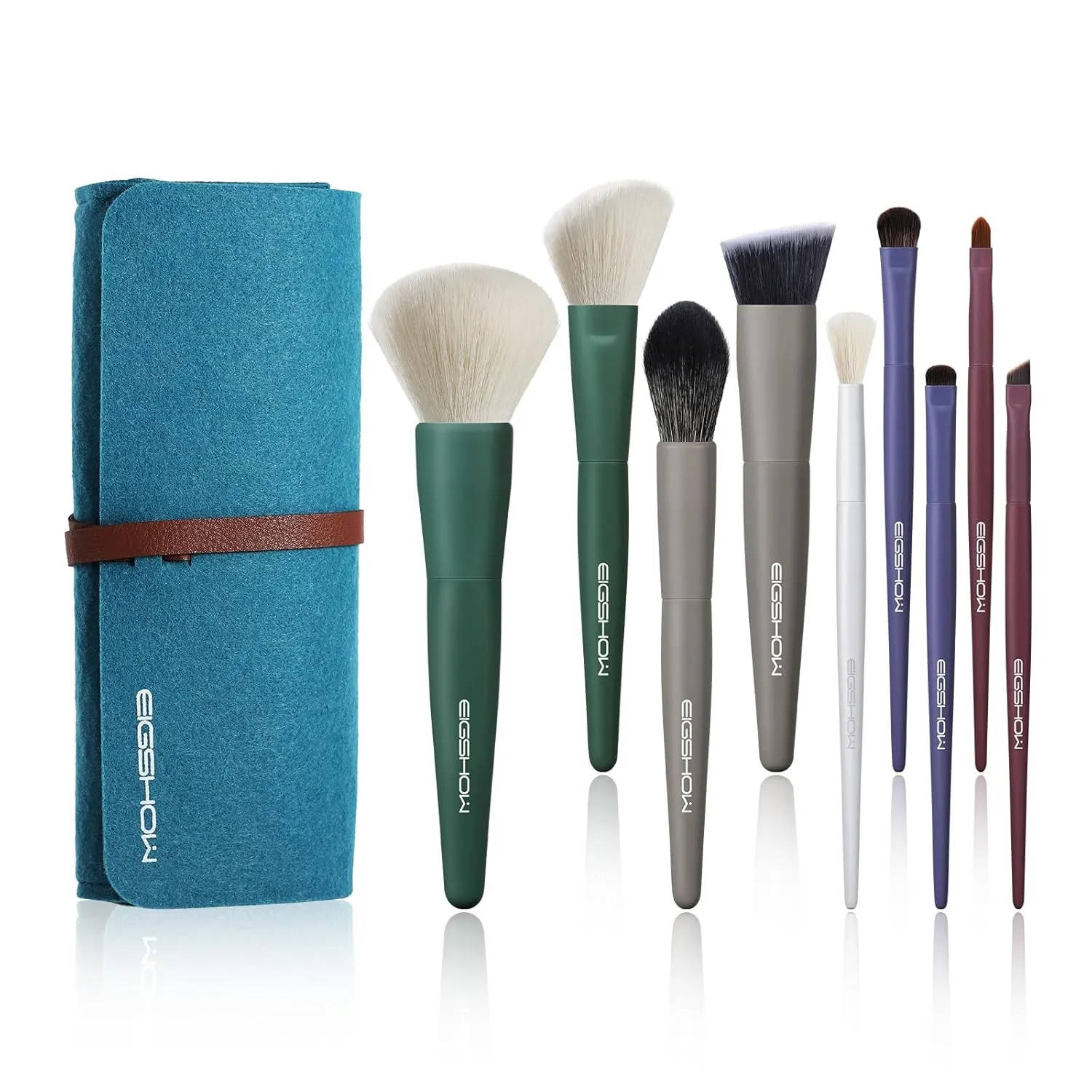 Makeup Brushes, EIGSHOW 5 Color Essential Travel Makeup Brush Set with Ultra Soft Synthetic Fibers for Powder Blush Concealer Contouring Highlighting