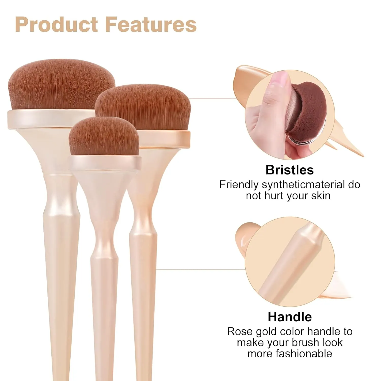 Makeup Brushes Set Makeup Foundation Brush Advanced Foundation Blush Contour Foundation Concealer Eye Shadow Brush Makeup Set (Rose Gold)