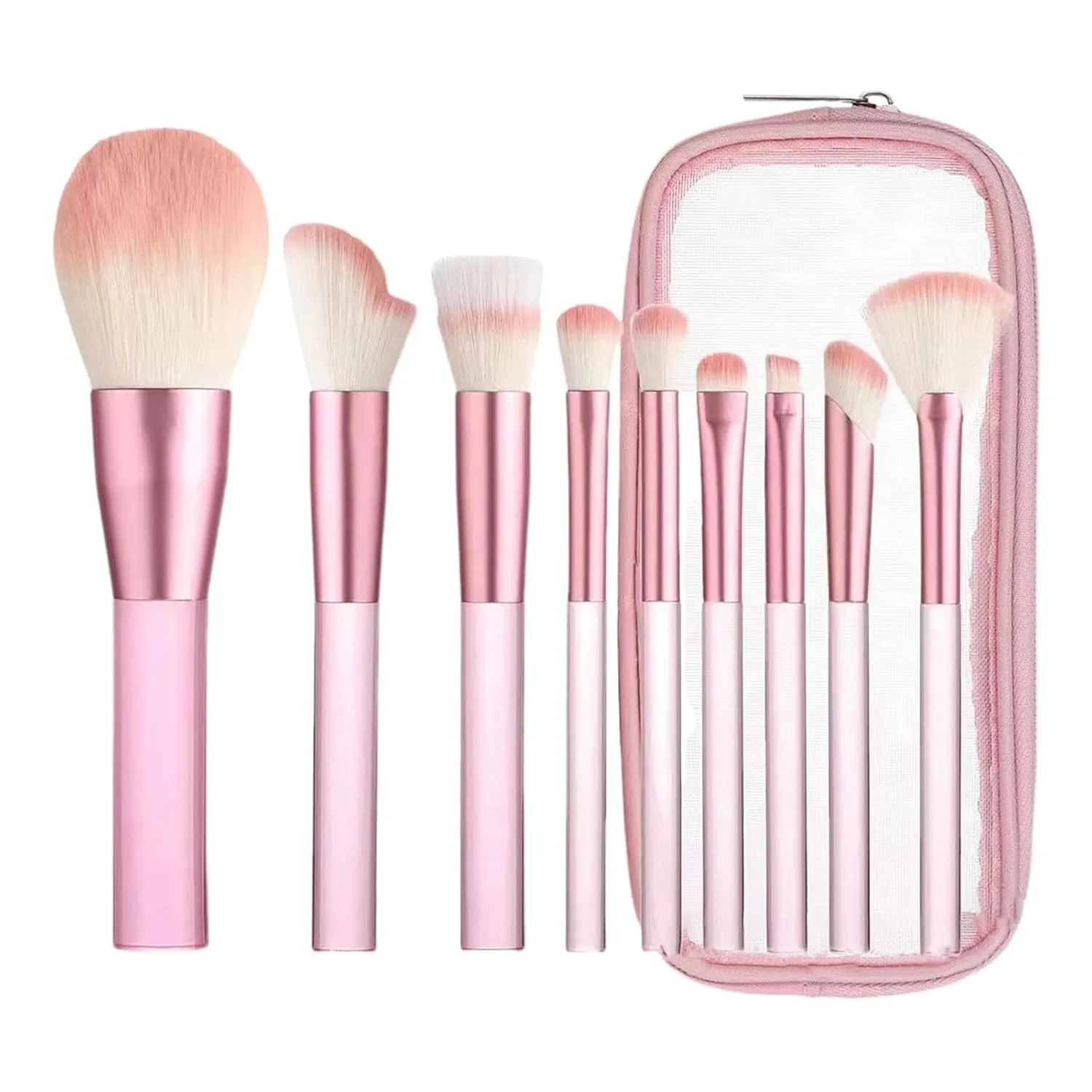 Makeup Brushes with Organizer Bag, 9 Pcs Synthetic Premium Flat Foundation Brush,Powder Contour Concealer Blending Eyeliner Eyeshadow Brush Set,Gifts for Mom