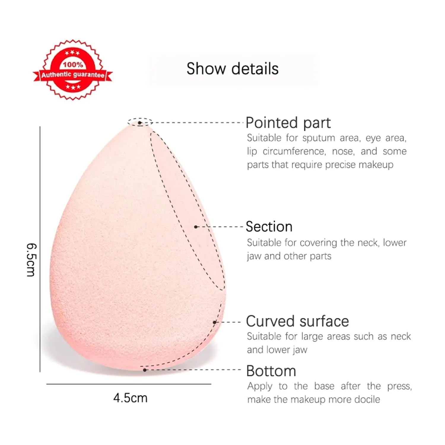 Makeup Sponge Concealer Smooth Cosmetic Powder Puff Cut Shape Foundation Water Drop Bevel Make Up Blender Tool (Color : Red)