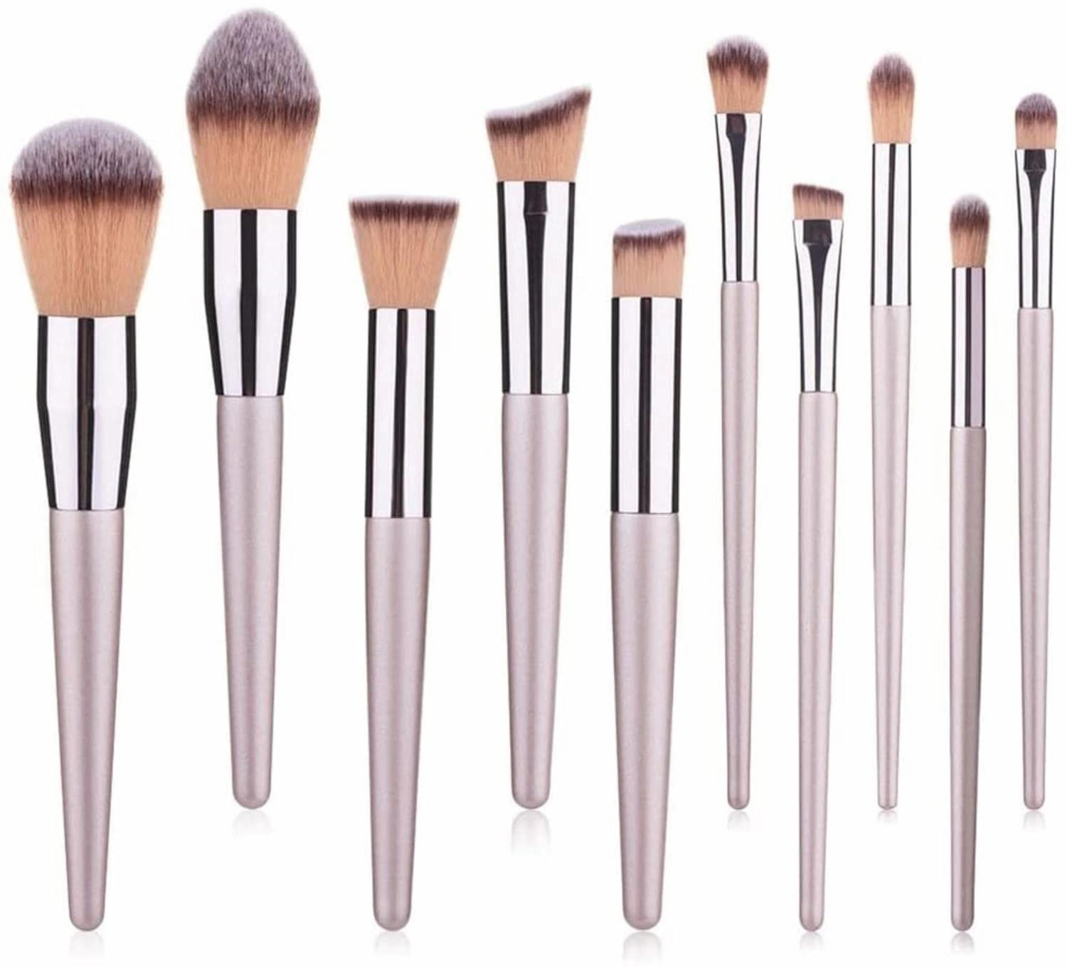 Makeup Brush 10 Champagne Makeup Brush Set Foundation Powder Blush Eye Shadow Kabuki Blending Brush Beauty Tools