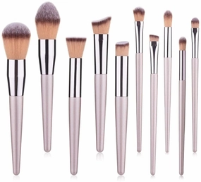 Makeup Brush 10 Champagne Makeup Brush Set Foundation Powder Blush Eye Shadow Kabuki Blending Brush Beauty Tools