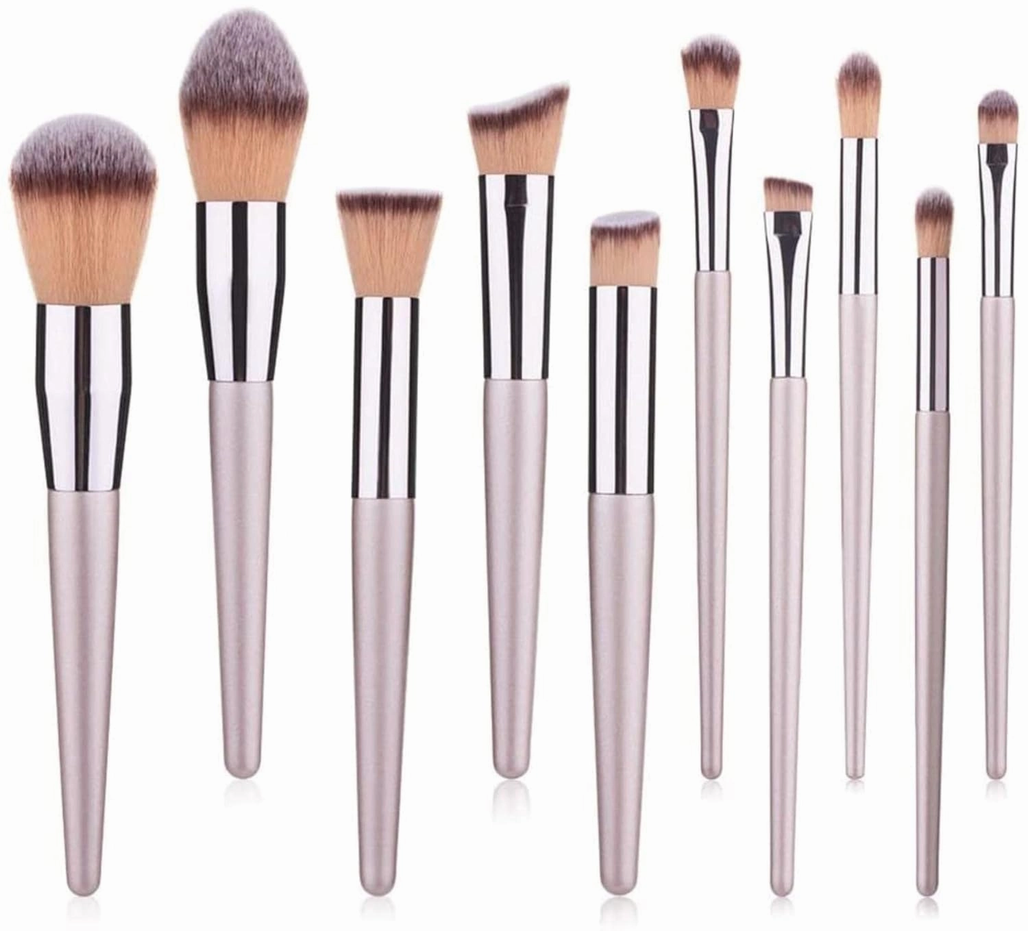 Makeup Brush 10 Champagne Makeup Brush Set Foundation Powder Blush Eye Shadow Kabuki Blending Brush Beauty Tools