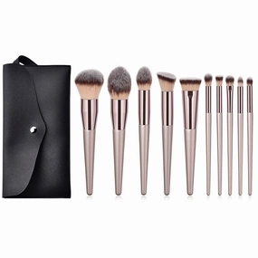 Makeup brush 10 pieces champagne gold set lip brush powder powder blusher foundation make-up brush