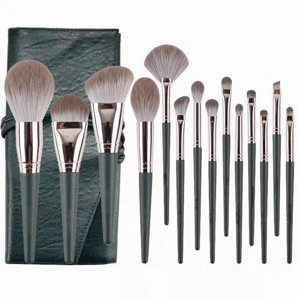 Makeup brush powder blusher brush powder brush foundation make-up brush 14 green eyebrow brushes