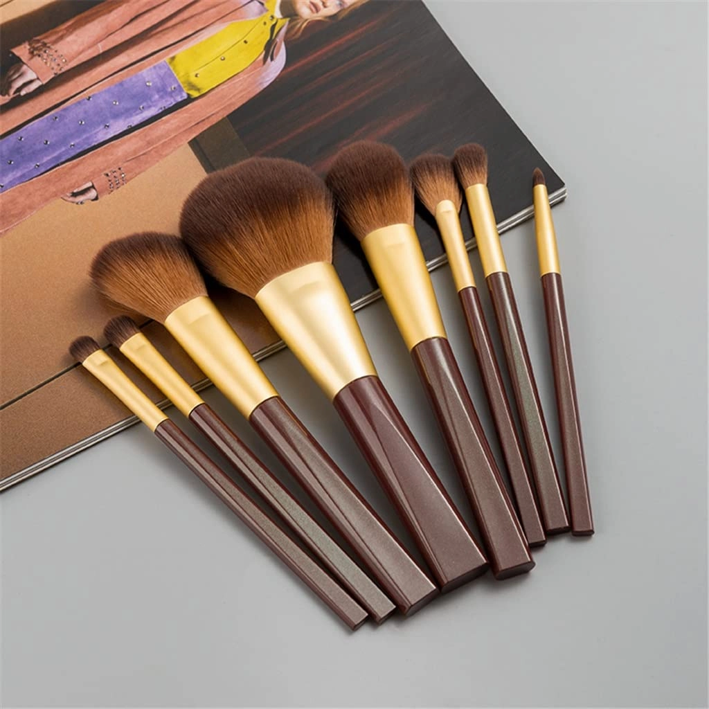 Makeup Brush Set of 8 Makeup Brush Set Loose Powder Blush Foundation Eyeshadow Eyebrow Makeup Brush Makeup Kit (Color : Brown, Size : 8pcs)(8pcs,Brown)