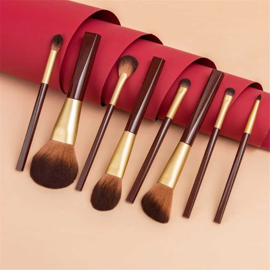 Makeup Brush Set of 8 Makeup Brush Set Loose Powder Blush Foundation Eyeshadow Eyebrow Makeup Brush Makeup Kit (Color : Brown, Size : 8pcs)(8pcs,Brown)