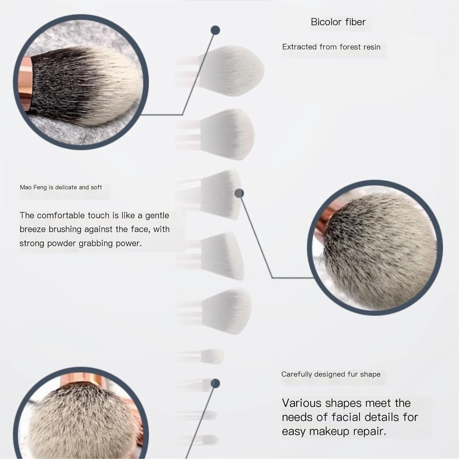 Makeup Brushes 10-Piece Makeup Brush Set with Brush Barrel Marble Texture Handle Makeup Brush Portable Beauty Brush Set Tool Brush Set(B)