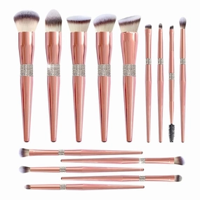 Makeup Brushes Set Professional Bling Diamond Encrusted Handle Hair Cosmetic Make Up Tool