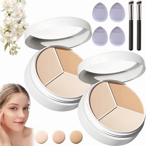 Manifest Tricolor Concealer, Manifest Tri Color Concealer Pot, Manifest Tricolor Concealer Palette, 3-In-1 Full Coverage Color Correcting Cream,for Dark Circles,Spots,Tear Trough (2pcs, 0.52 Fl Oz)