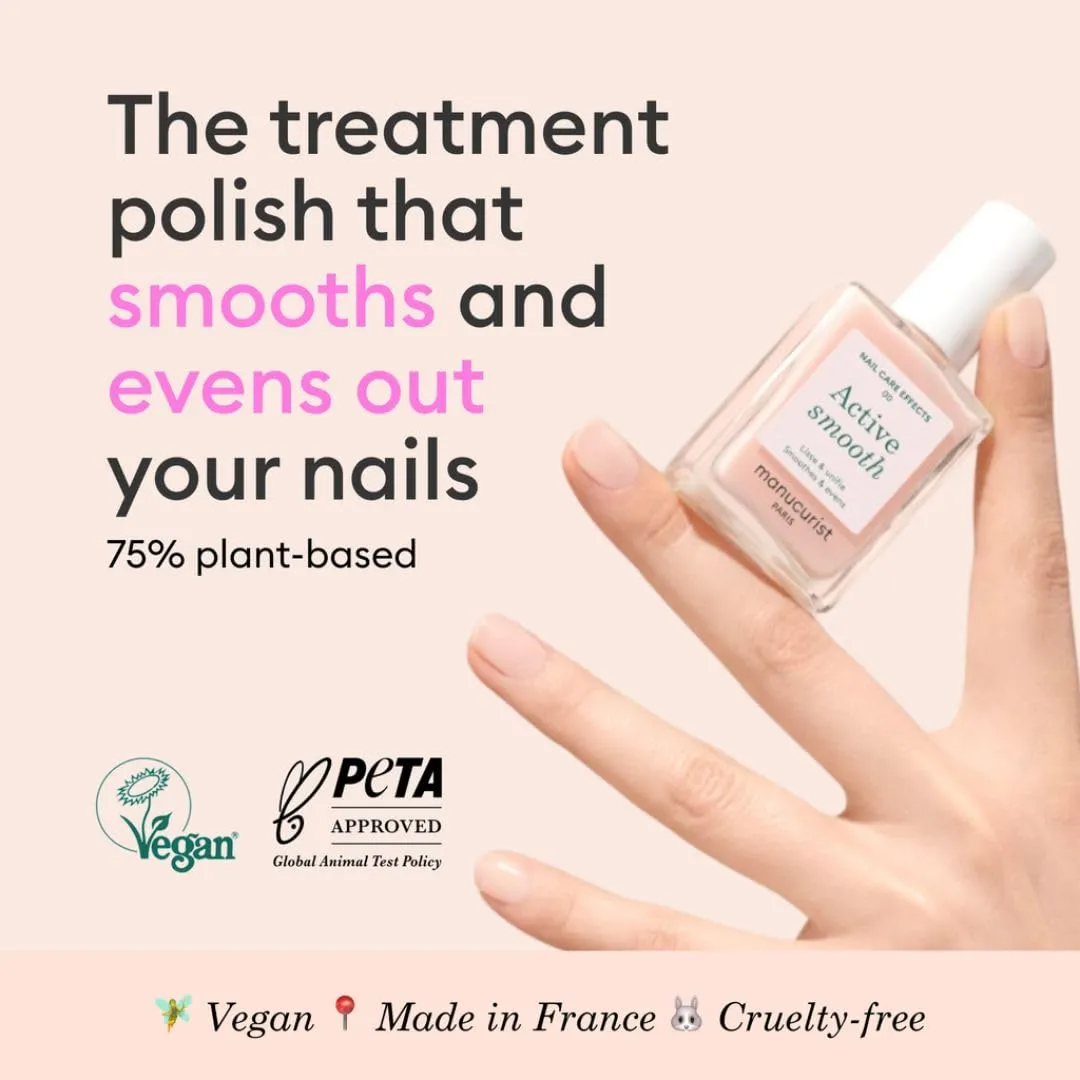 Manucurist Active Smooth 00 Nail Concealer Polish & Care - 2 in 1 Nude Nail Polish : Nail Strengthener and Growth - No Lamp - Ridge Filler for Nails - Natural Rosé Nail Polish