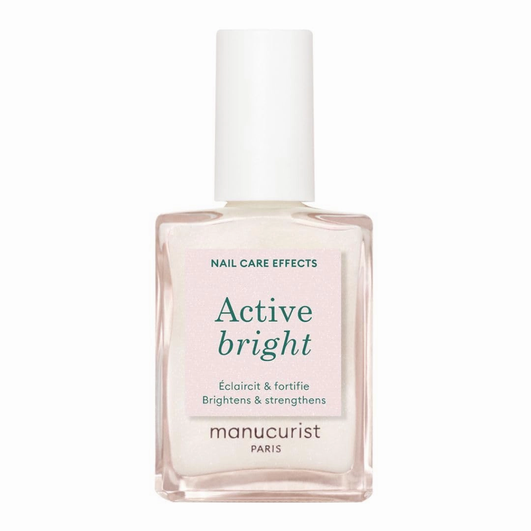 Manucurist Active Bright All in One Nail Perfector: Brightening Treatment Polish & Care - No Lamp - Vegan & Made in France - White Nail Polish - Nail Whitener & Brightener - Nail Strengthener