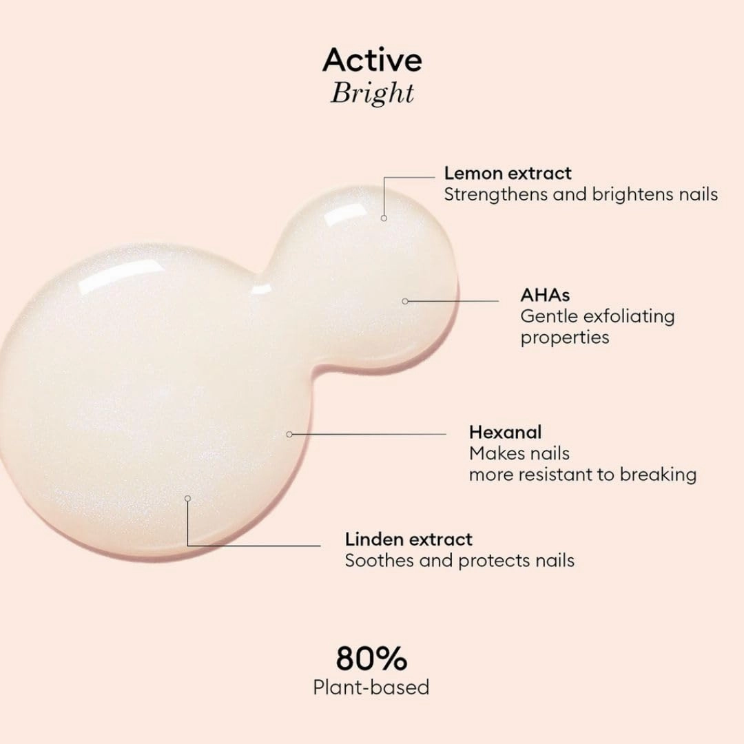 Manucurist Active Bright All in One Nail Perfector: Brightening Treatment Polish & Care - No Lamp - Vegan & Made in France - White Nail Polish - Nail Whitener & Brightener - Nail Strengthener