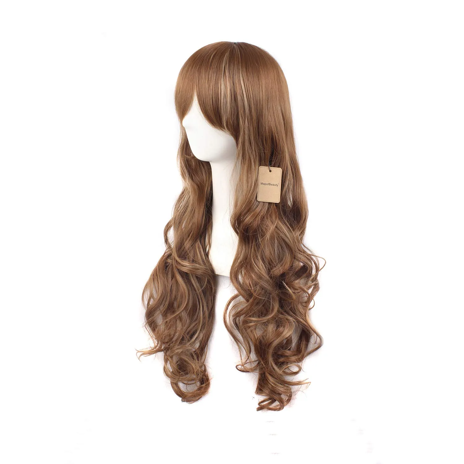 MapofBeauty Multi-color Lolita Long Curly Clip on Ponytails Cosplay Wig (Brown/Khaki)