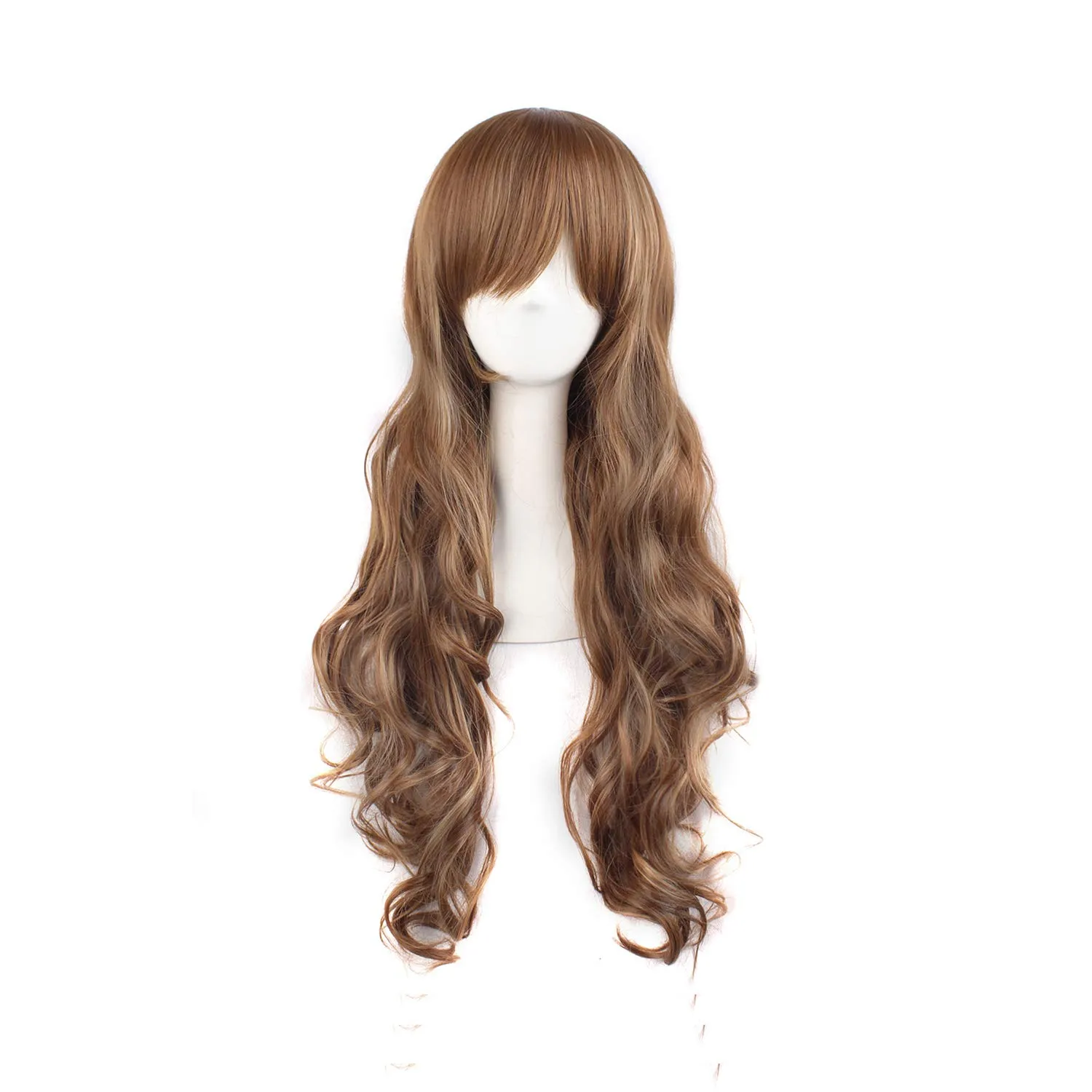 MapofBeauty Multi-color Lolita Long Curly Clip on Ponytails Cosplay Wig (Brown/Khaki)