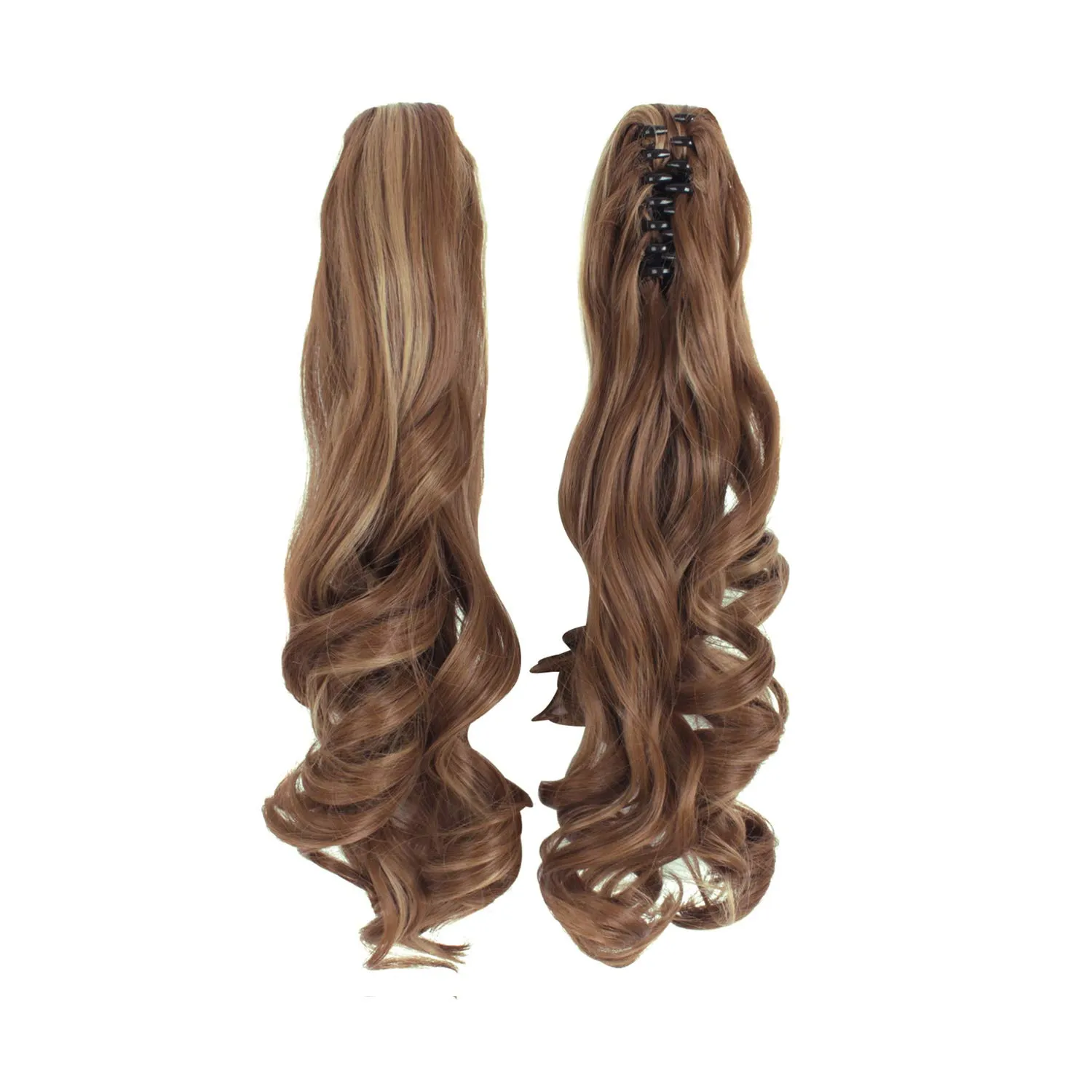 MapofBeauty Multi-color Lolita Long Curly Clip on Ponytails Cosplay Wig (Brown/Khaki)