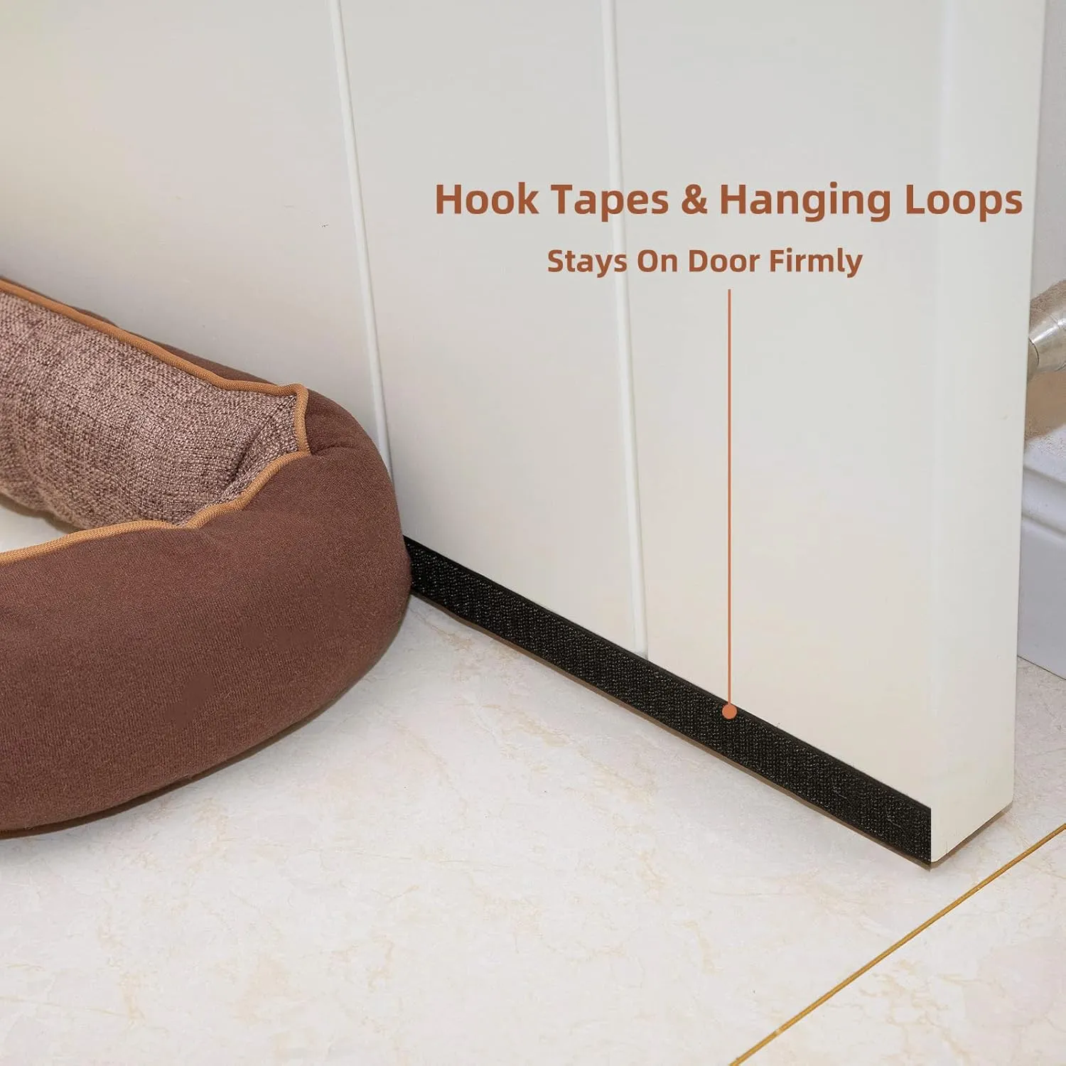 Marwood Under Door Draft Stopper 36 inch Wind Stopper for Door & Window, Weighted French Air Draft Stopper Front Door Snake Noise Blocker for Bottom of Door with Hanging Loops - Brown