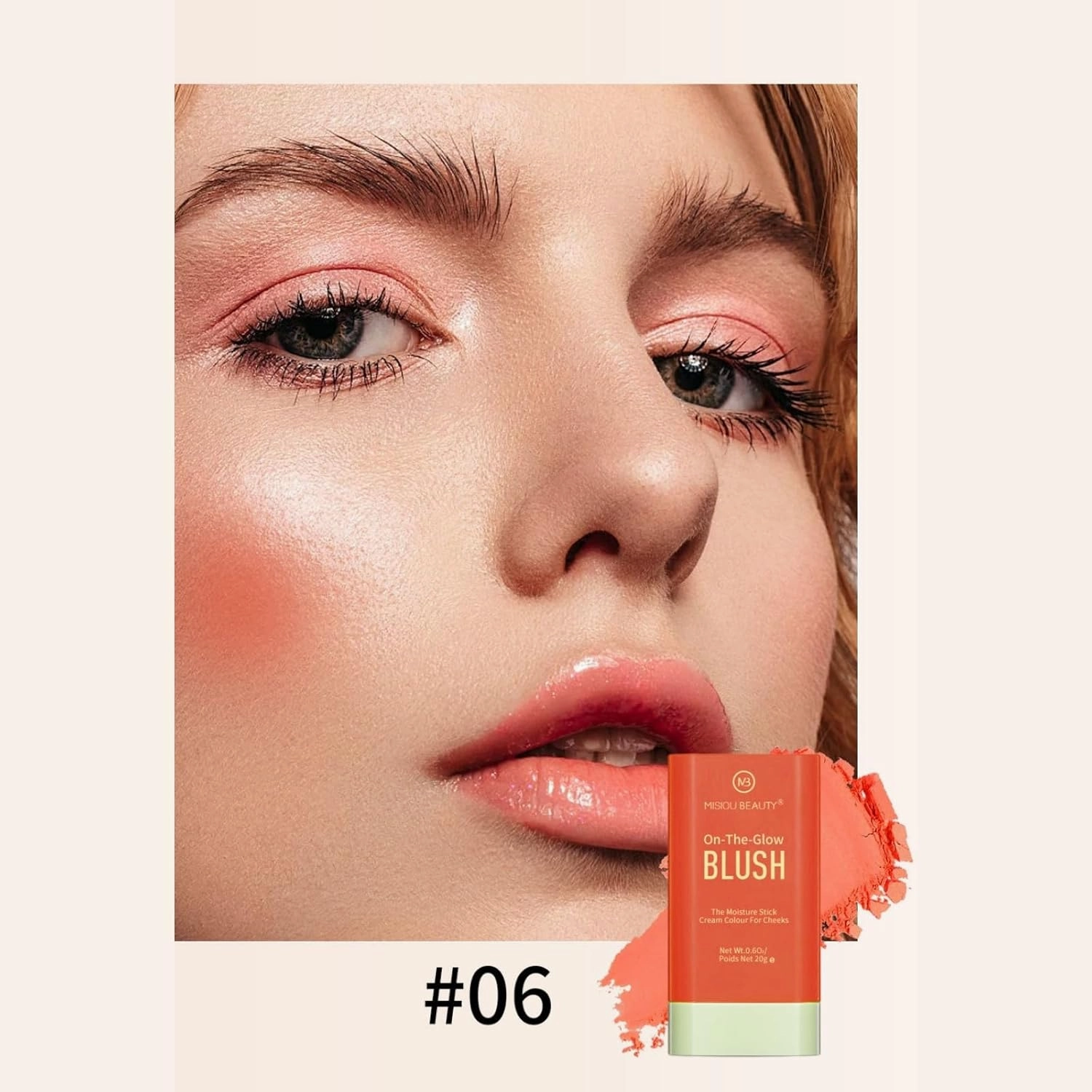 Matte Contour Blush Stick - 3-in-1 Highlight, Bronze & Blush Makeup, Buildable Cream to Powder Formula, Vegan & Cruelty-Free, Travel-Friendly (#06)