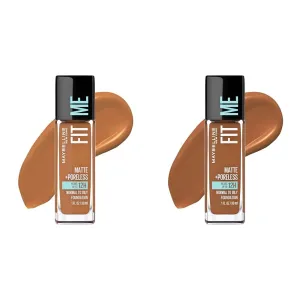 Maybelline Fit Me Matte   Poreless Liquid Foundation Makeup Bundle with Warm Coconut and Mocha Shades, 1 Count Each