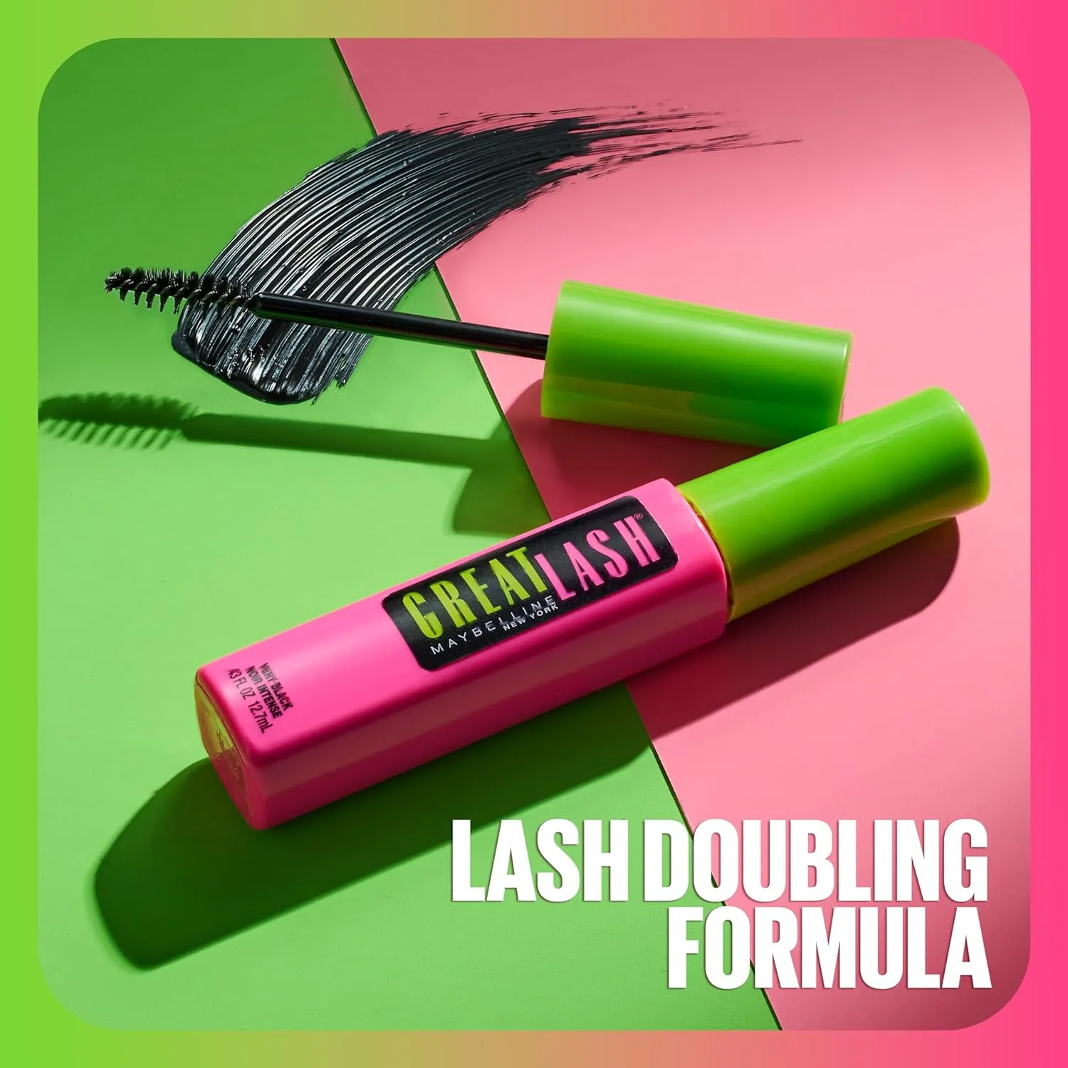Maybelline Great Lash Waterproof Mascara, Volumizing, Lengthening and Lash-Doubling Formula for Thicker Lashes, Very Black, 2 Count