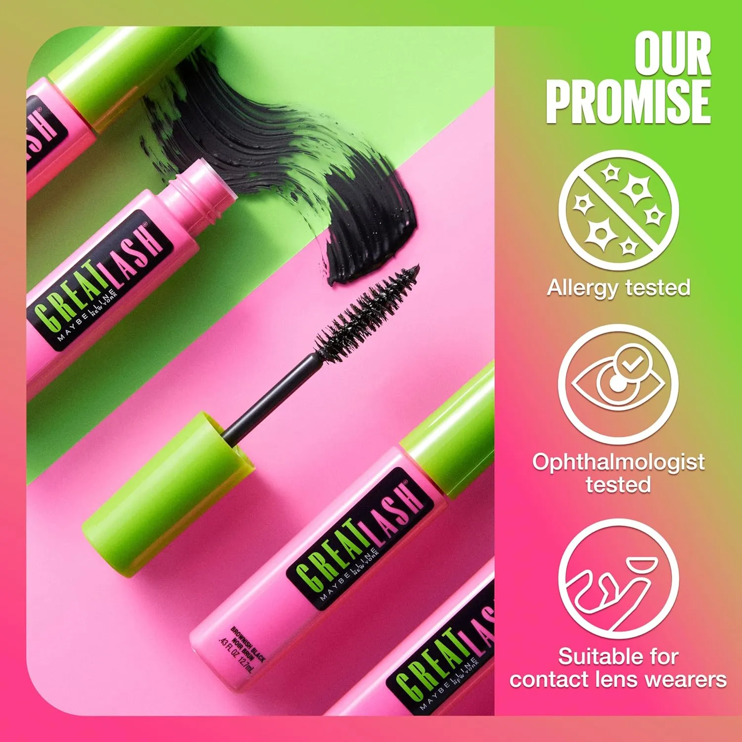 Maybelline Great Lash Waterproof Mascara, Volumizing, Lengthening and Lash-Doubling Formula for Thicker Lashes, Very Black, 2 Count