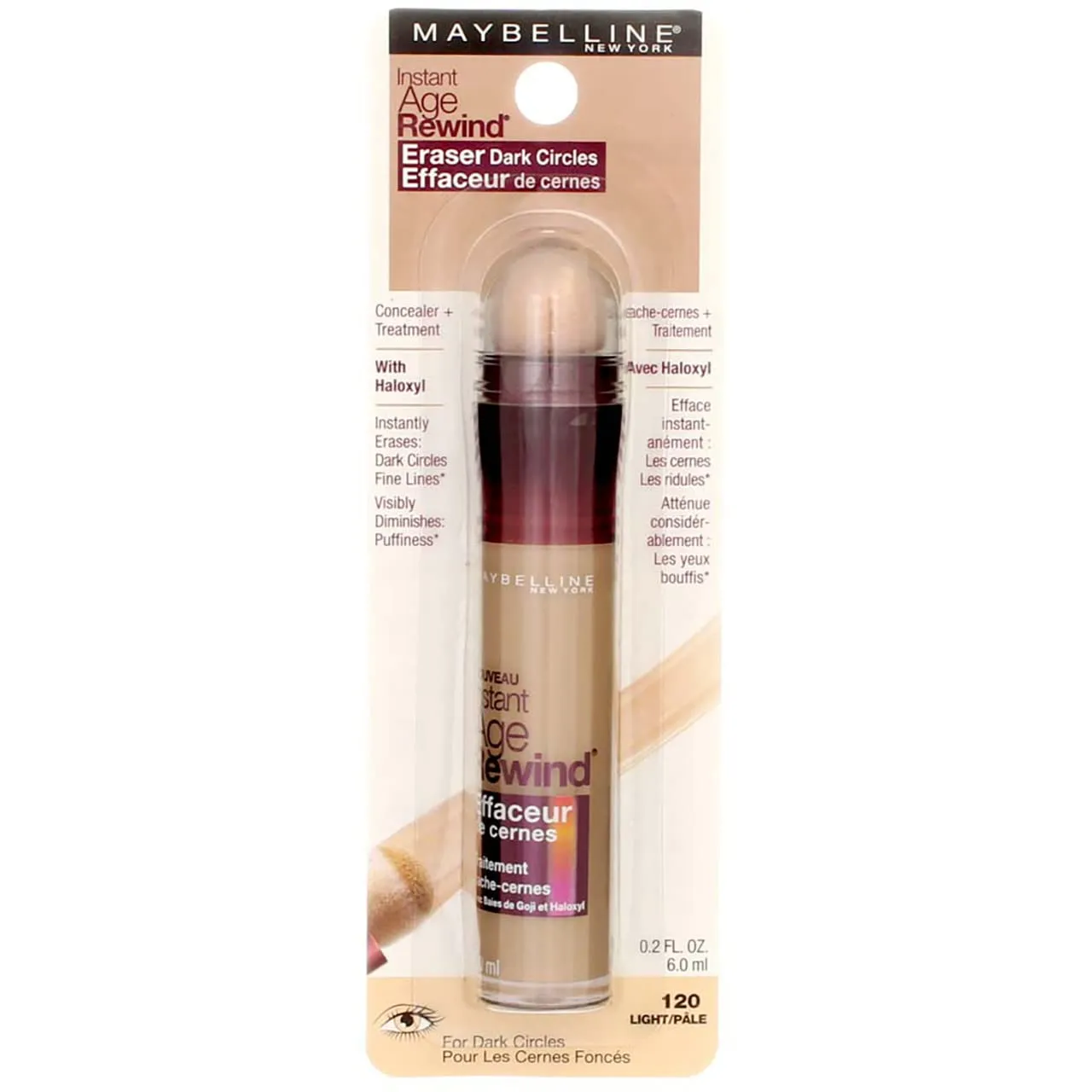 Maybelline Instant Age Rewind Eraser Dark Circles Treatment Concealer, Light 0.2 oz (Pack of 12)