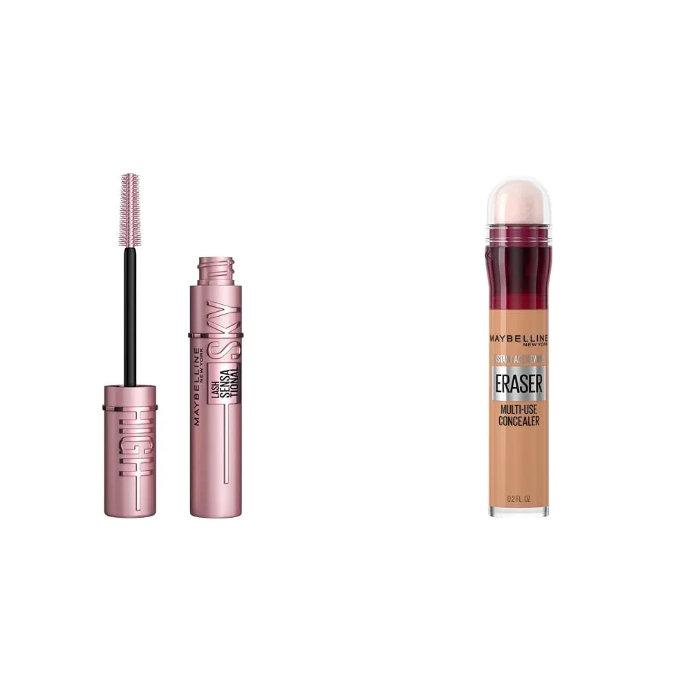 Maybelline Sky High Volumizing Mascara & Instant Age Rewind Dark Circles Concealer Bundle, 1 Count Each