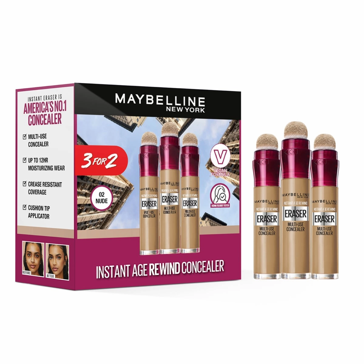 Maybelline Instant Age Rewind Concealer Set 3pcs Shade 02