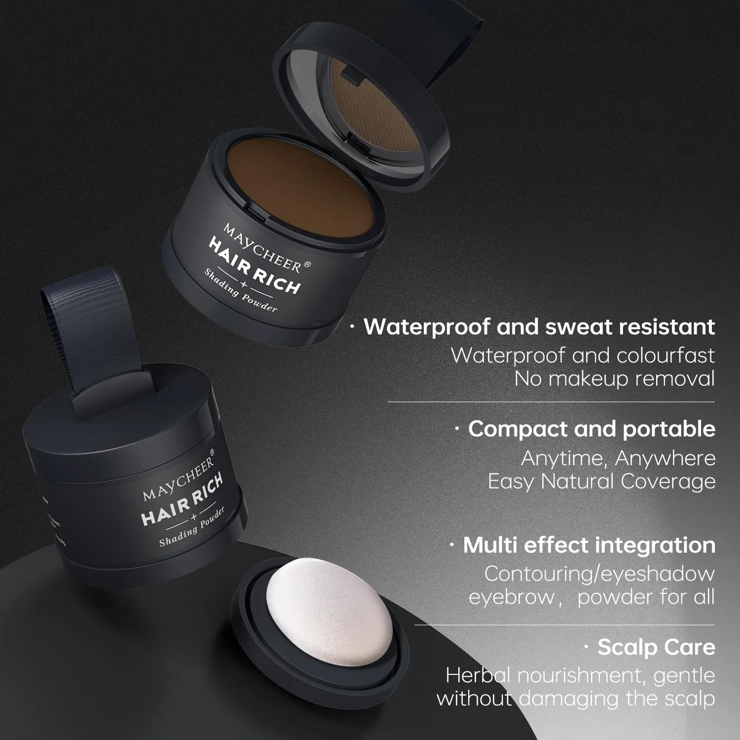 Maycheer Hairline Powder - Magic Root Cover Up - Hair Rich Hair Shadow - Gray Hair Coverage Touch Up Hair Powders for Women & Men (Beige, 0.14 Ounce (Pack of 2))