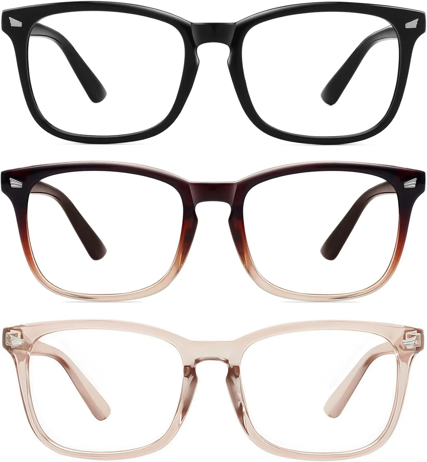 MEETSUN 3-Pack Blue Light Blocking Glasses, Anti Eye Strain Headache (Sleep Better), Computer Glasses UV400 Lens (Black   Brown Gradient   Coffee)