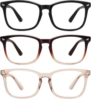 MEETSUN 3-Pack Blue Light Blocking Glasses, Anti Eye Strain Headache (Sleep Better), Computer Glasses UV400 Lens (Black   Brown Gradient   Coffee)