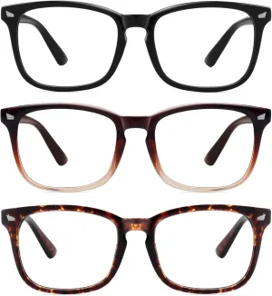 MEETSUN 3-Pack Blue Light Blocking Glasses, Anti Eye Strain Headache (Sleep Better), Computer Glasses UV400 Lens (Black   Brown Gradient   Tortoiseshell)