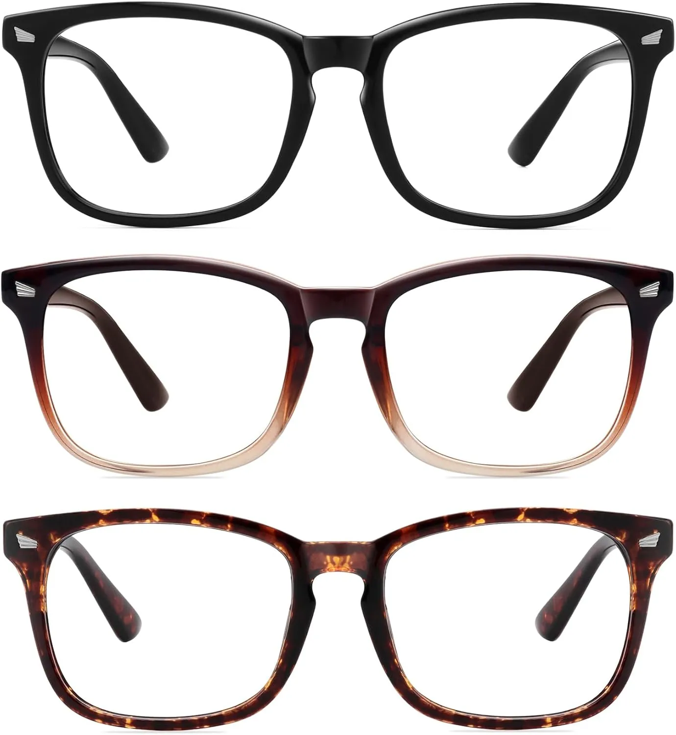 MEETSUN 3-Pack Blue Light Blocking Glasses, Anti Eye Strain Headache (Sleep Better), Computer Glasses UV400 Lens (Black   Brown Gradient   Tortoiseshell)