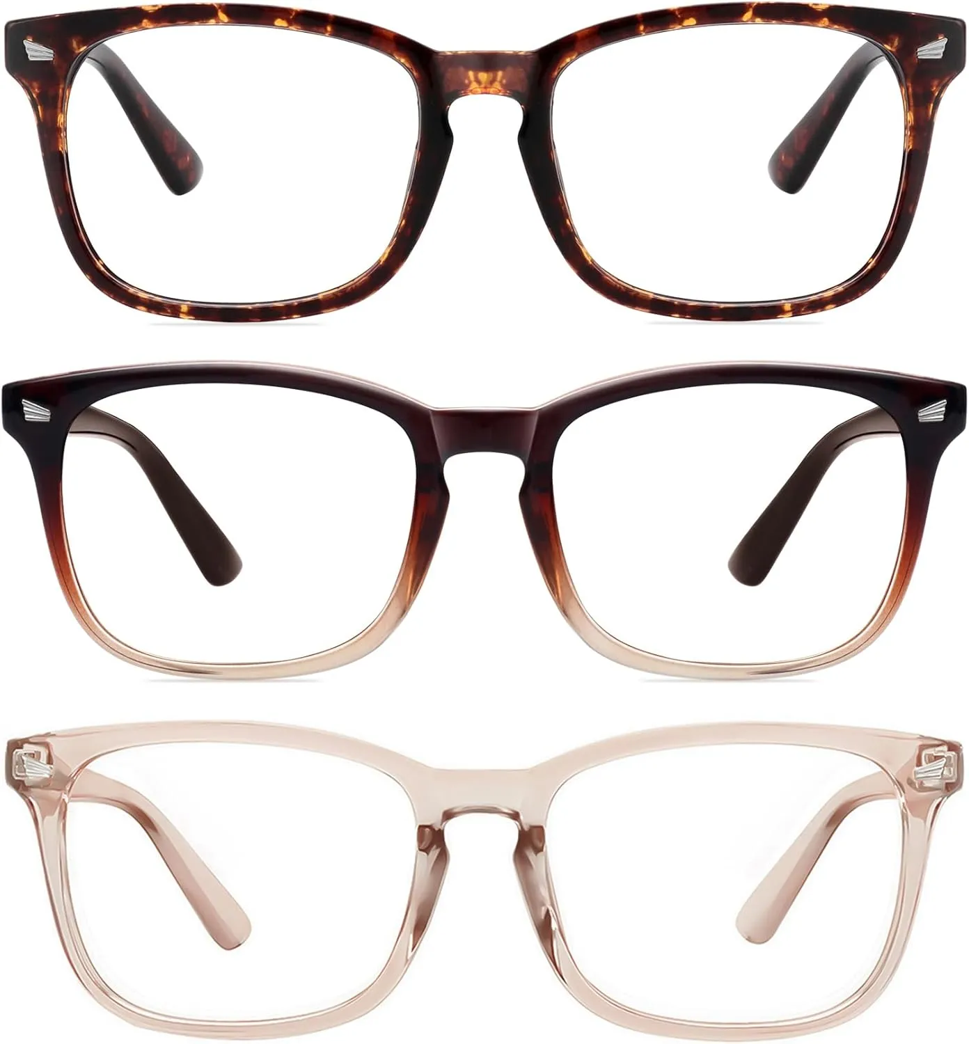MEETSUN 3-Pack Blue Light Blocking Glasses, Anti Eye Strain Headache (Sleep Better), Computer Glasses UV400 Lens (Brown Gradient   Coffee   Tortoiseshell)