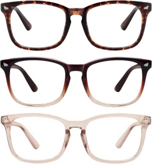 MEETSUN 3-Pack Blue Light Blocking Glasses, Anti Eye Strain Headache (Sleep Better), Computer Glasses UV400 Lens (Brown Gradient   Coffee   Tortoiseshell)